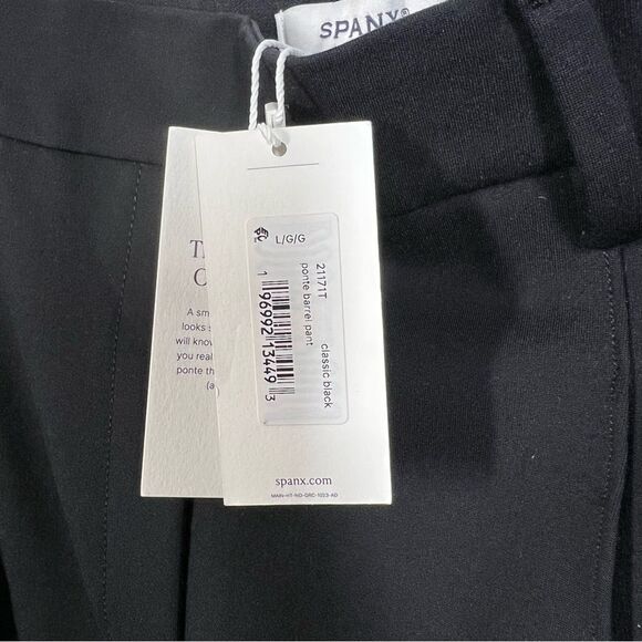 SPANX NWT Women’s Size Large Tall Black Easy Fit Ponte Barrel Leg Pant $158 - Picture 8 of 16